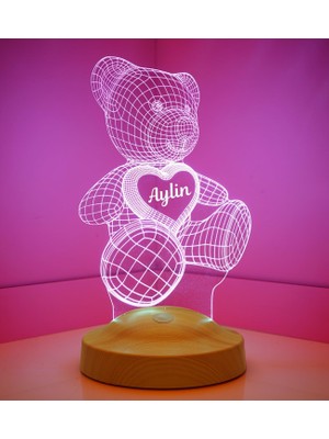 3D Ayı Teddy Hediyesi 3 Boyutlu LED Lamba