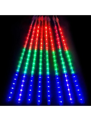 Coverzone 45 cm 8 Adet Noel Yılbaşı Özel Gün Kutlama Işığı LED Ampül Saçak Model Balkon Merdiven Salon Yada Oda Süslemelerinde Iç ve Dış Mekan Kullanıma Uygun Rgb Işık (Rgb Işık 8 Adet)