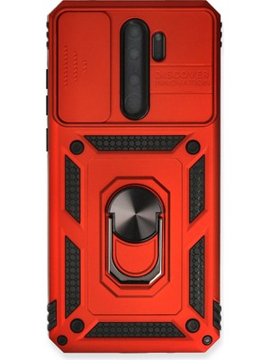 Fırsatkolik Redmi Note 8 Pro Kılıf Pars Lens Yüzüklü Silikon - Kırmızı