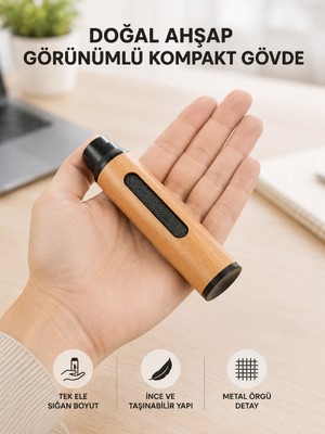 Pazarcan Mini Taşınabilir Küllük 3 Farklı Uç Seçenekli Ahşap Görünümlü Pratik Kullanım