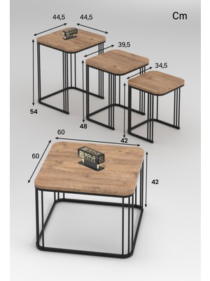 Ulu Pazarlama Alize Sehpa Seti Çam Kahverengi 4'lü