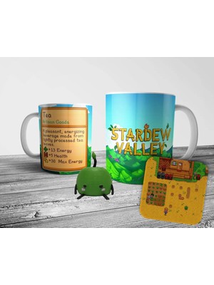 Moontime Alaçatı Stardew Valley Tea Kupa Bardak, Junimo Figür ve Bardak Altlığı Seti