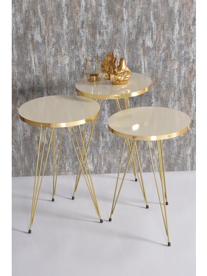 Bezos Zigon Sehpa Gold Tel