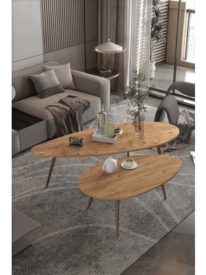 Ulu Pazarlama Elips Orta Sehpa Seti Suntalam Kahverengi 116X46