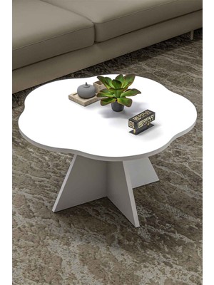 Ulu Pazarlama Çiçek Orta Sehpa Beyaz 70 cm