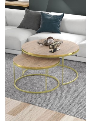 Bezos Gold Special 2'li Orta Sehpa Ceviz