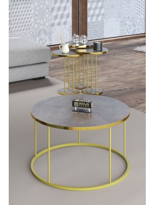 Bezos Gold Terra Sehpa Seti Gordion Gri
