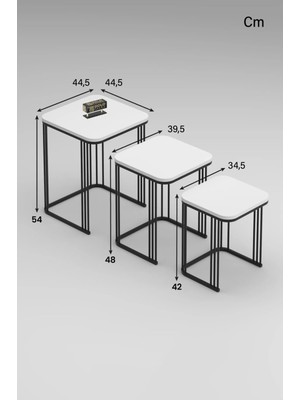 Ulu Pazarlama Alize Zigon Sehpa Traverten Bej 3'lü