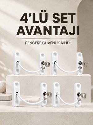 Negok Çocuk Güvenliği Için Pencere Kilidi Anahtarlı 4’lü Paket