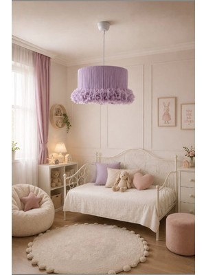 Elizim Home Lighting Lalina Tütü Avize – Çocuk ve Bebek Odası Balerin Lila Tül Sarkıt Avize