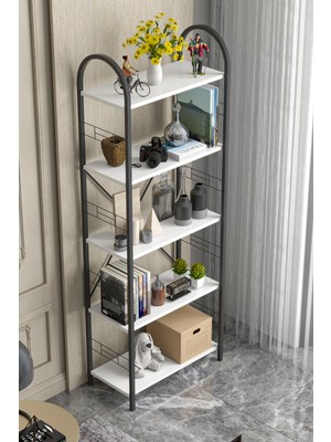 Bezos Metal Kitaplık Beyaz 180 cm