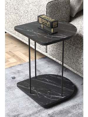 Ulu Pazarlama Hnd Tekerlekli Oval Sehpa Siyah