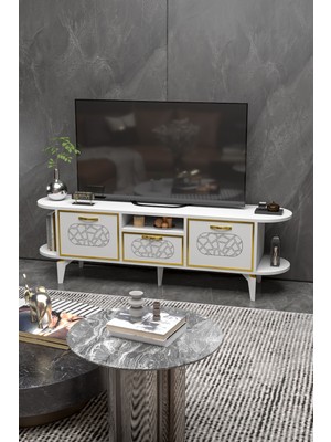 Bezos Mira Gold Tv Ünitesi Beyaz 160 cm