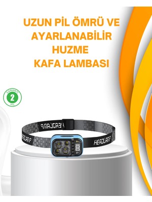 Pazarcan Su Geçirmez LED Kafa Lambası 53 Çalışma Modu Güç Ekranlı