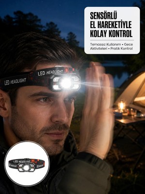 Pazarcan Edilebilir LED Far Hareket Sensörlü 5 Modlu Yeni Nesil
