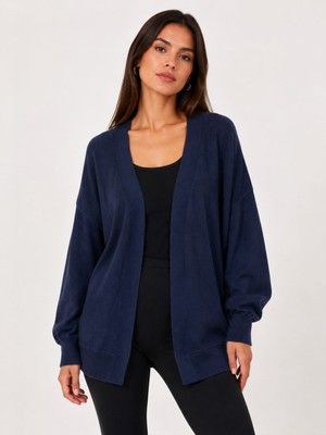 Neden Tekstil Kadın Oversize Triko V Yaka Lacivert Hırka
