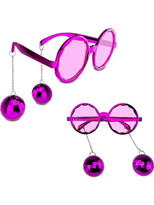 Renas Store Disko Toplu Küpeli Parti Gözlüğü Pembe Renk
