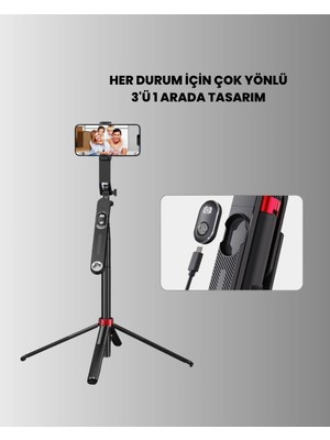 Fırsatkolik Mey Ithalat® Taşınabilir Tripod ve Selfie Çubuğu Vlog ve Video Çekimi