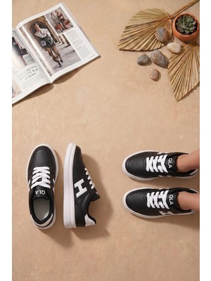 Ayakkabı Fuarı Elit ASQLA1457 Kadın Klasik Sneaker Siyah - Beyaz