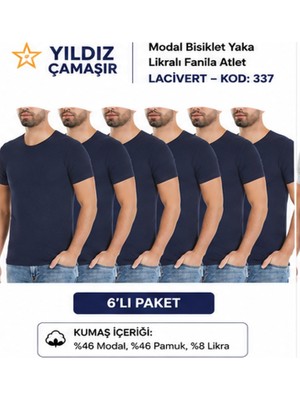 Yıldız Çamaşır Erkek Modal Bisiklet Yaka Likralı Fanila Atlet (335-336-337-338)- 6 Adet