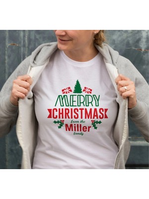 Hace Bazaar Yılbaşı Merry Christmas Miller Baskılı Oversize Bisiklet Yaka T-Shirt - Beyaz
