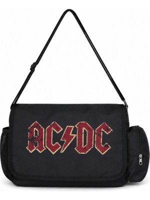 Sevbano Ac Dc Rock Metal Müzik Grubu Baskılı Unisex Okul, Spor, Ofis Çok Amaçlı Postacı Çantası
