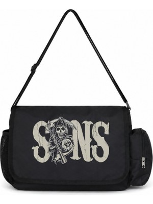 Sevbano Sons Of Anarchy Dizi Baskılı Unisex Okul, Spor, Ofis Çok Amaçlı Postacı Çantası