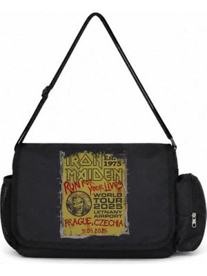 Sevbano Iron Maiden Rock Metal Müzik Grubu Baskılı Unisex Okul, Spor, Ofis Çok Amaçlı Postacı Çantası