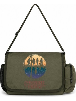 Sevbano Stranger Things Dizi Baskılı Unisex Okul, Spor, Ofis Çok Amaçlı Postacı Çantası