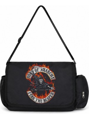 Sevbano Sons Of Anarchy Rock Metal Müzik Grubu Baskılı Unisex Okul, Spor, Ofis Çok Amaçlı Postacı Çantası