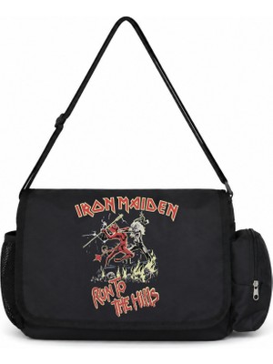 Sevbano Iron Maiden Rock Metal Müzik Grubu Baskılı Unisex Okul, Spor, Ofis Çok Amaçlı Postacı Çantası