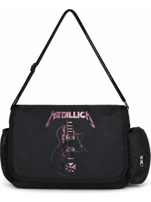 Sevbano Metallica Rock Metal Müzik Grubu Baskılı Unisex Okul, Spor, Ofis Çok Amaçlı Postacı Çantası