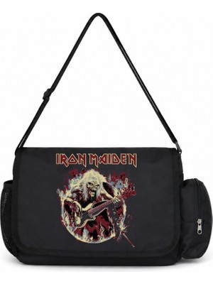 Sevbano Iron Maiden Rock Metal Müzik Grubu Baskılı Unisex Okul, Spor, Ofis Çok Amaçlı Postacı Çantası