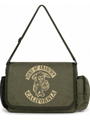 Sevbano Sons Of Anarchy Dizi Baskılı Unisex Okul, Spor, Ofis Çok Amaçlı Postacı Çantası