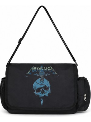 Sevbano Metallica Rock Metal Müzik Grubu Baskılı Unisex Okul, Spor, Ofis Çok Amaçlı Postacı Çantası