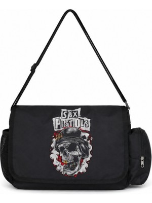 Sevbano Sex Pistols Rock Metal Müzik Grubu Baskılı Unisex Okul, Spor, Ofis Çok Amaçlı Postacı Çantası