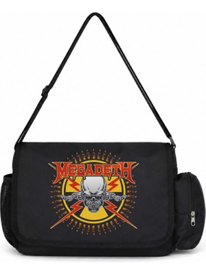 Sevbano Megadeth Rock Metal Müzik Grubu Baskılı Unisex Okul, Spor, Ofis Çok Amaçlı Postacı Çantası