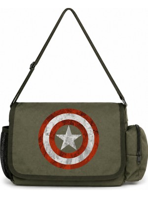 Sevbano Kaptan Amerika Avengers Kahraman Baskılı Unisex Okul, Spor, Ofis Çok Amaçlı Postacı Çantası