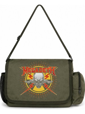 Sevbano Megadeth Rock Metal Müzik Grubu Baskılı Unisex Okul, Spor, Ofis Çok Amaçlı Postacı Çantası