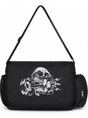 Sevbano Kurukafa Fitness Bodybuilding Sporcu Baskılı Unisex Okul, Spor, Ofis Çok Amaçlı Postacı Çantası