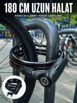 Fiberliz Motosiklet, Bisiklet ve Elektrikli Scooter Için Ağır Hizmet Tipi Çelik Halat Kilidi