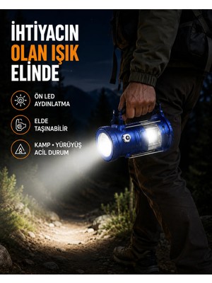 Fiberliz USB Şarjlı Çok Fonksiyonlu Kamp Feneri – Taşınabilir ve Dayanıklı
