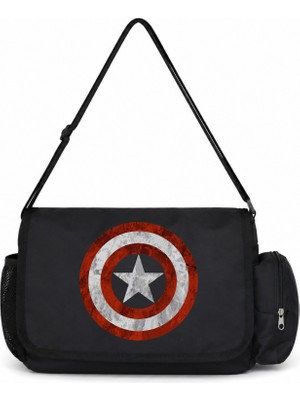 Sevbano Kaptan Amerika Avengers Kahraman Baskılı Unisex Okul, Spor, Ofis Çok Amaçlı Postacı Çantası