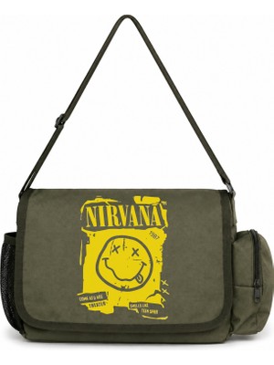 Sevbano Nirvana Rock Metal Müzik Grubu Baskılı Unisex Okul, Spor, Ofis Çok Amaçlı Postacı Çantası