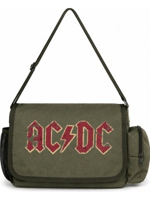 Sevbano Ac Dc Rock Metal Müzik Grubu Baskılı Unisex Okul, Spor, Ofis Çok Amaçlı Postacı Çantası