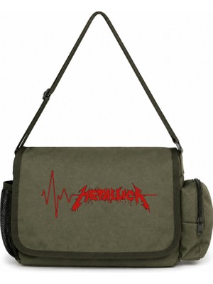 Sevbano Metallica Rock Metal Müzik Grubu Baskılı Unisex Okul, Spor, Ofis Çok Amaçlı Postacı Çantası