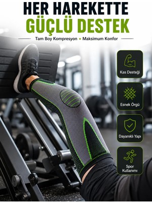 Fiberliz Diz Destekliği Fitness, Koşu ve Antrenman Için Kompresyon Dizlik