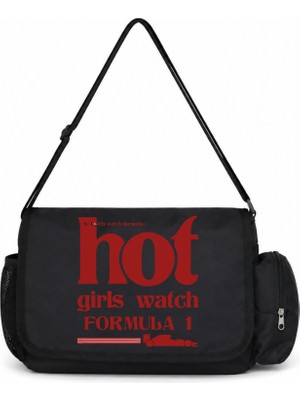 Sevbano Hot Girls Watch Formula 1 Baskılı Unisex Okul, Spor, Ofis Çok Amaçlı Postacı Çantası