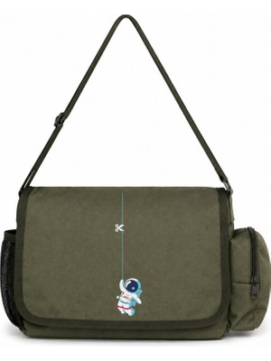 Sevbano Tasarım Astronot Baskılı Unisex Okul, Spor, Ofis Çok Amaçlı Postacı Çantası