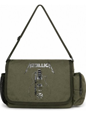 Sevbano Metallica Rock Metal Müzik Grubu Baskılı Unisex Okul, Spor, Ofis Çok Amaçlı Postacı Çantası